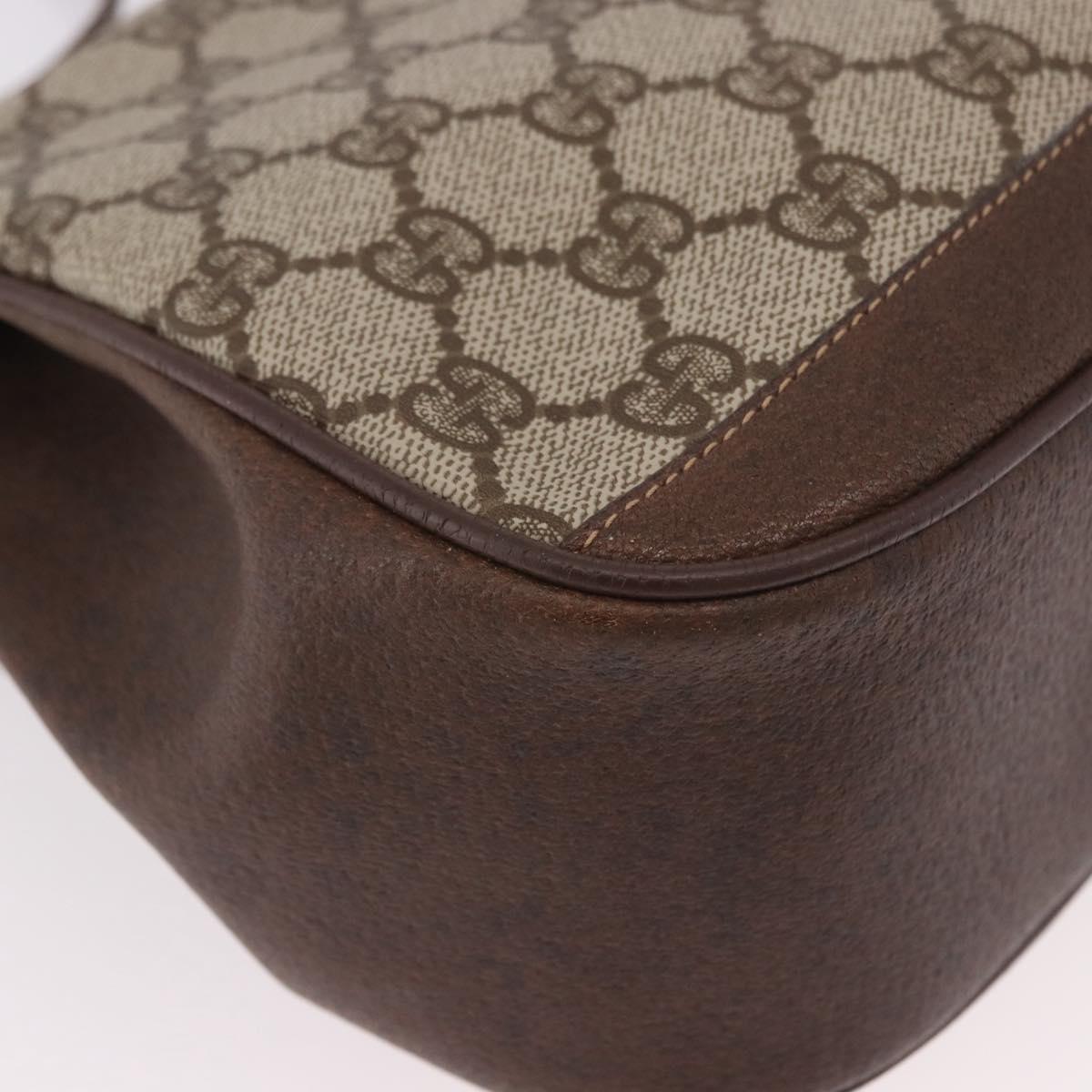 GUCCI GG Supreme Web Sherry Line Bag PVC Beige Gold 116 02 076 Auth 190492