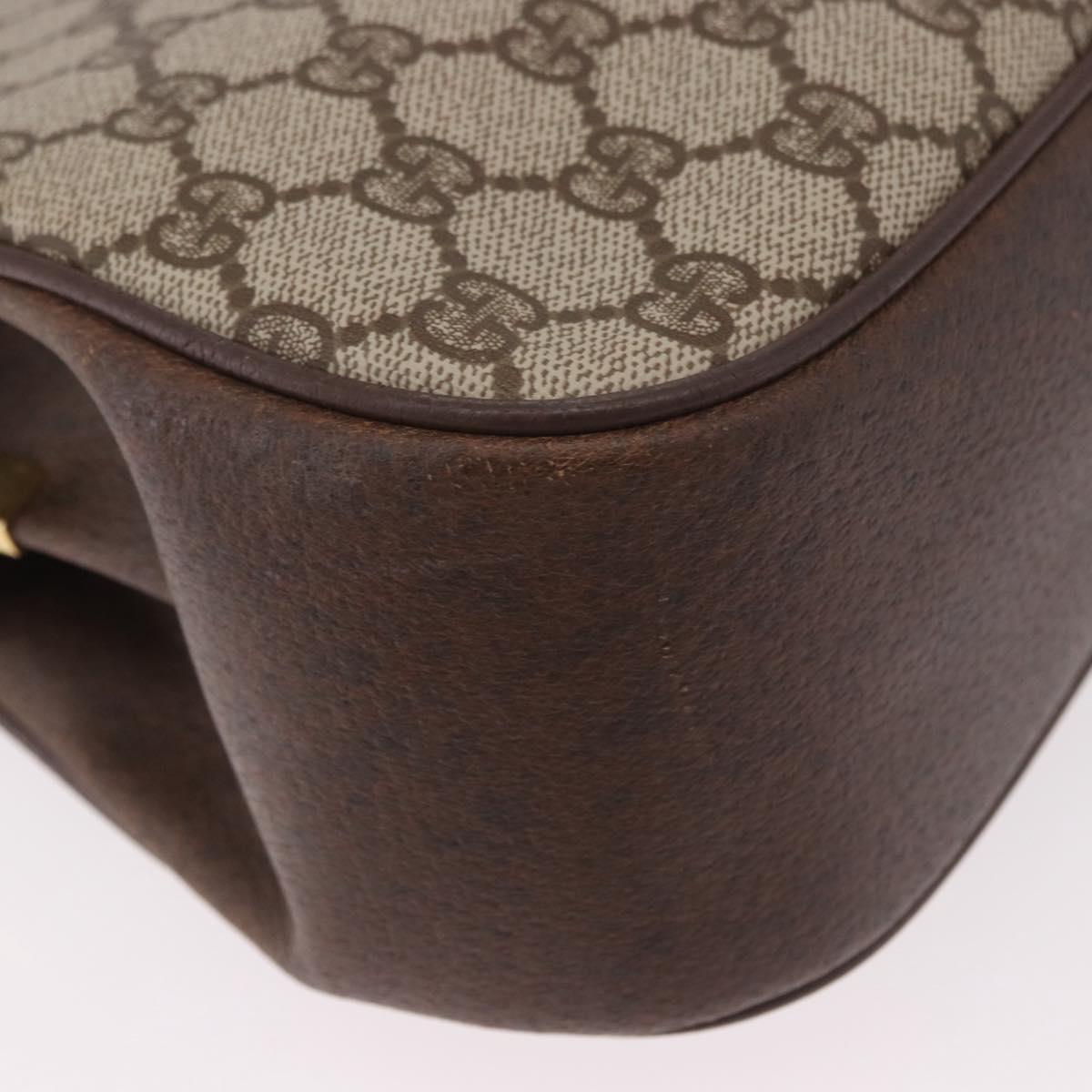GUCCI GG Supreme Web Sherry Line Bag PVC Beige Gold 116 02 076 Auth 190492