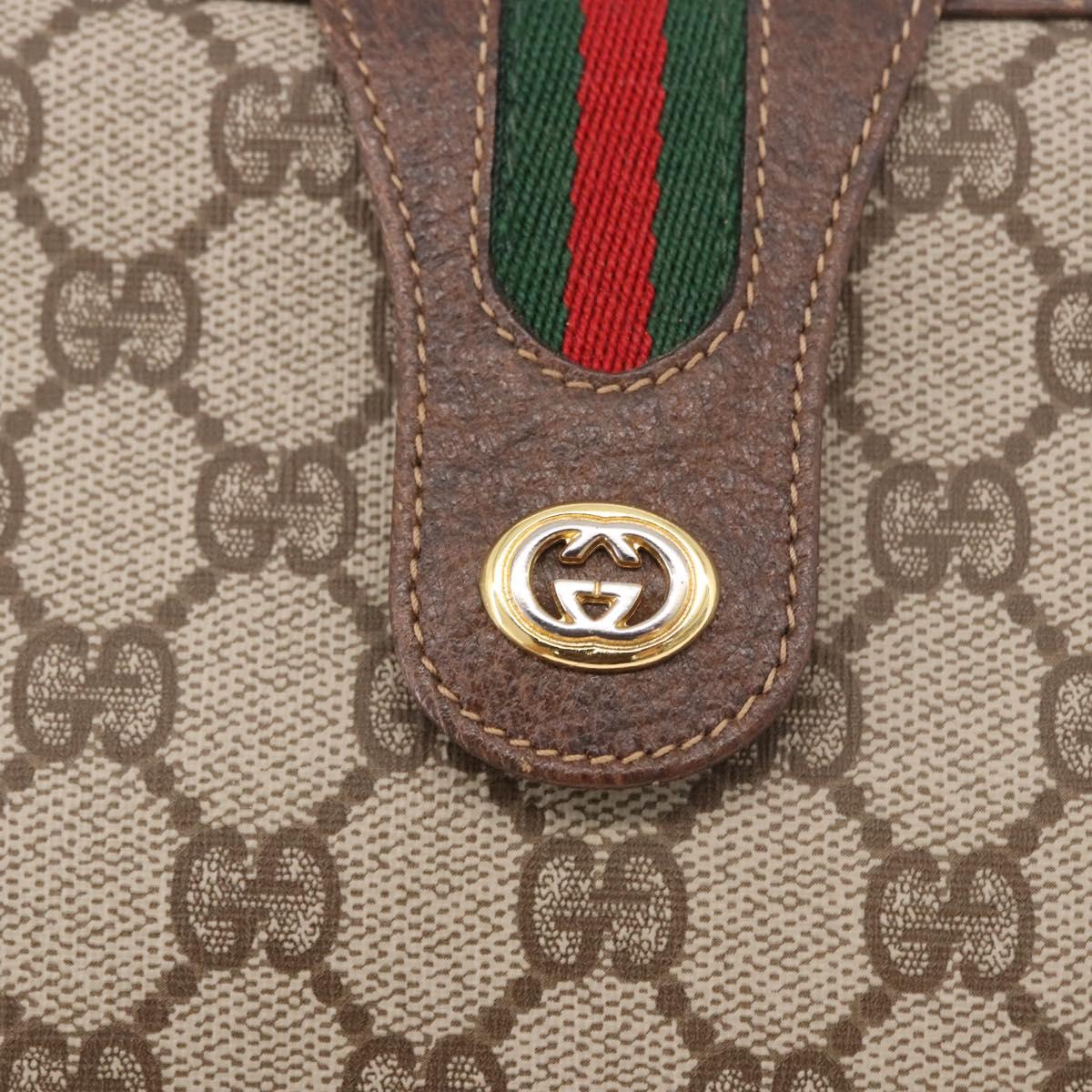 GUCCI GG Supreme Web Sherry Line Bag PVC Beige Gold 116 02 076 Auth 190492