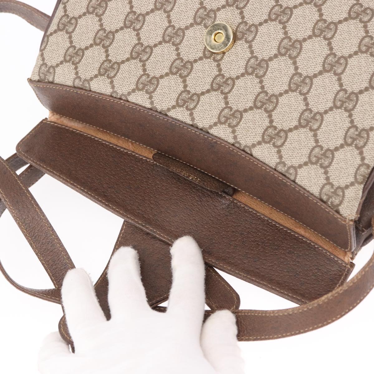 GUCCI GG Supreme Web Sherry Line Bag PVC Beige Gold 116 02 076 Auth 190492