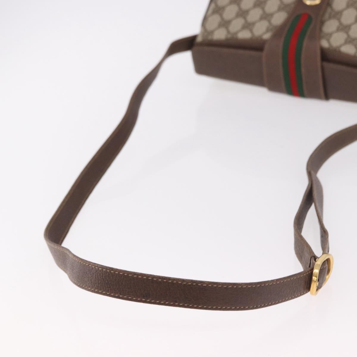 GUCCI GG Supreme Web Sherry Line Bag PVC Beige Gold 116 02 076 Auth 190492