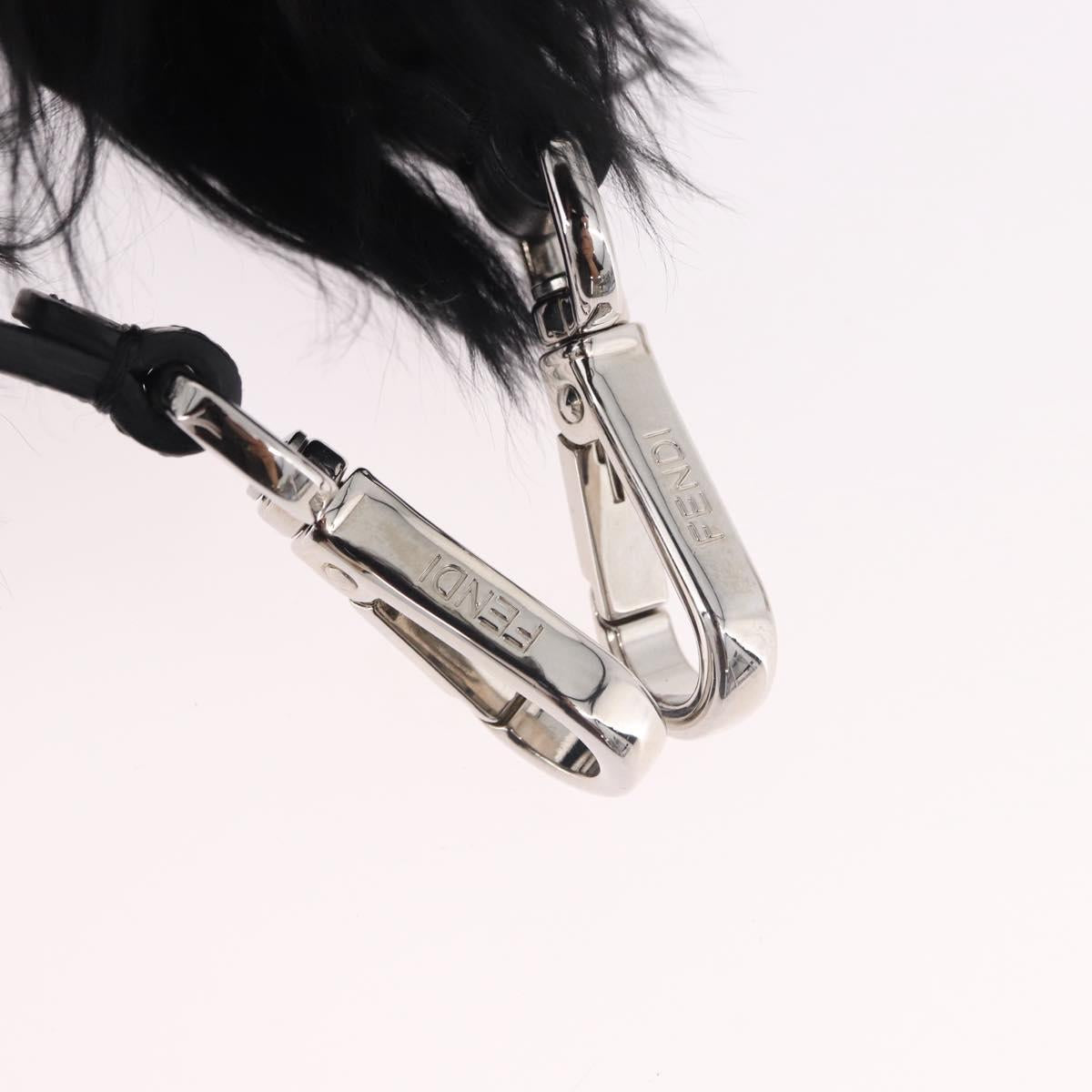 FENDI Shoulder Strap Fur 35"" Black Silver Auth 190497A