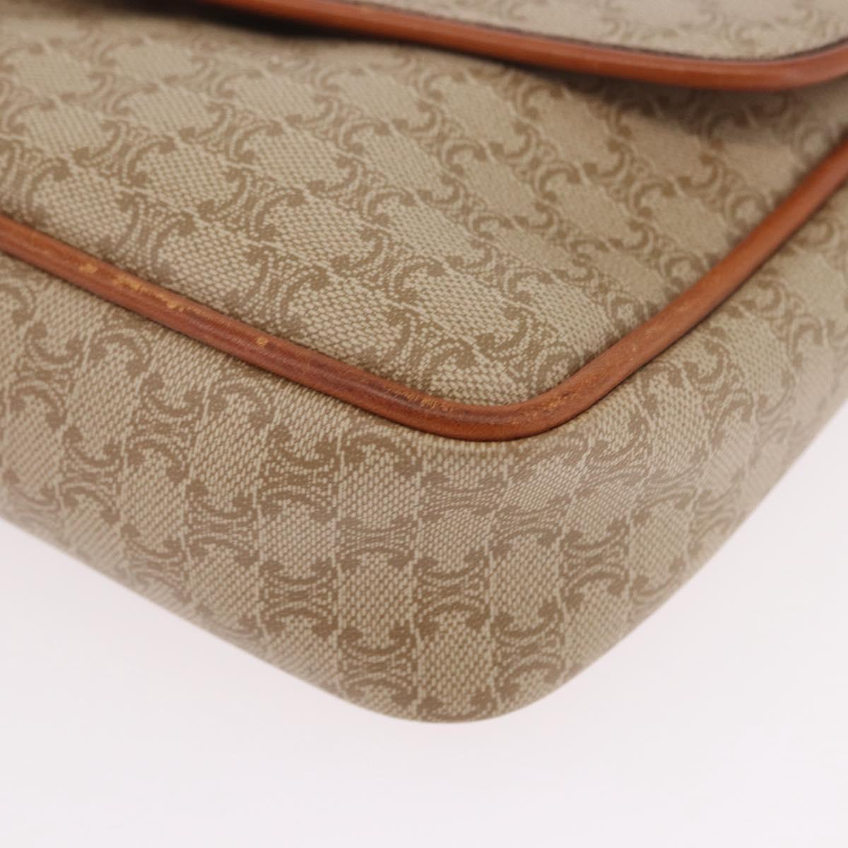 CELINE Macadam Canvas Shoulder Bag PVC Beige Gold Auth 190500