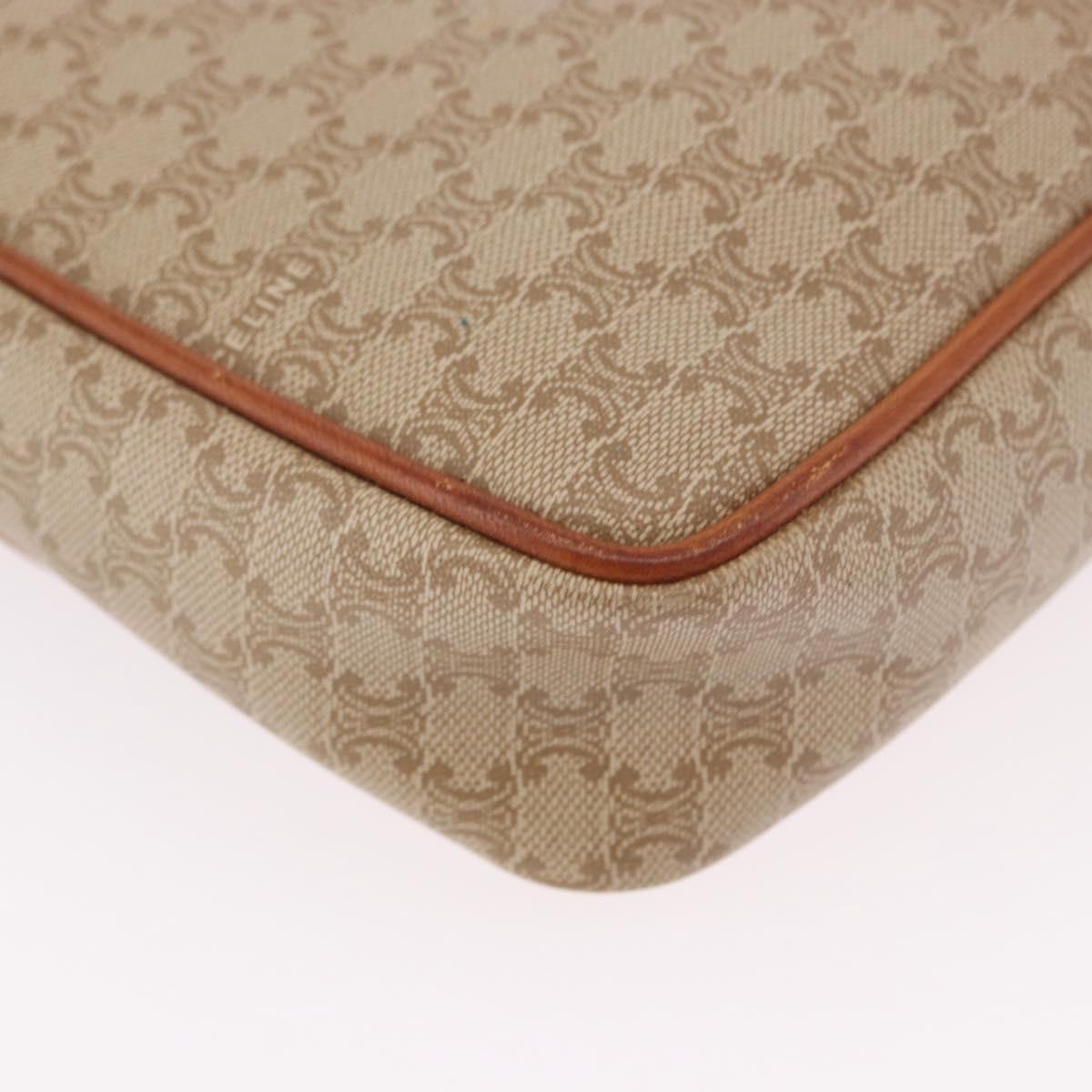 CELINE Macadam Canvas Shoulder Bag PVC Beige Gold Auth 190500