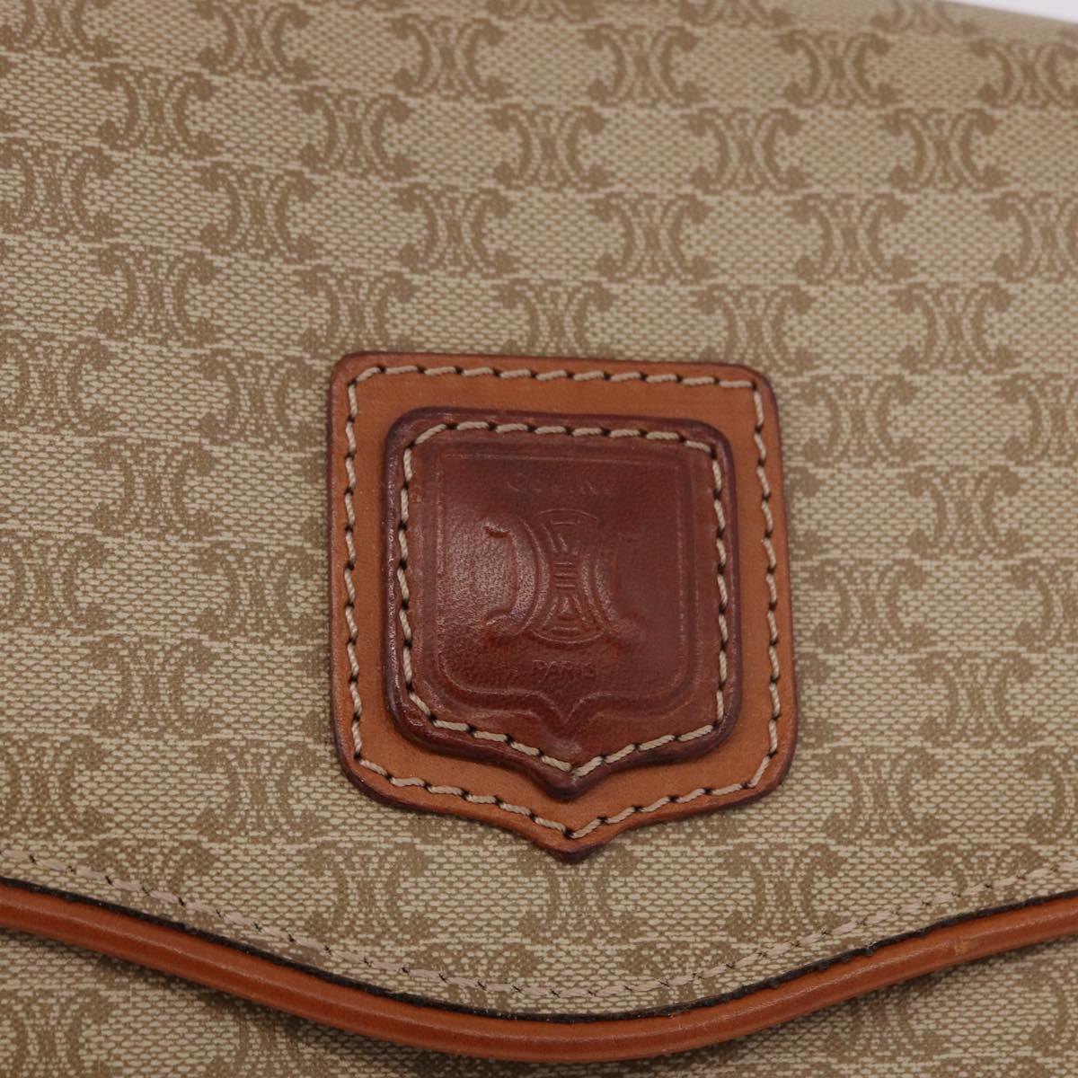 CELINE Macadam Canvas Shoulder Bag PVC Beige Gold Auth 190500