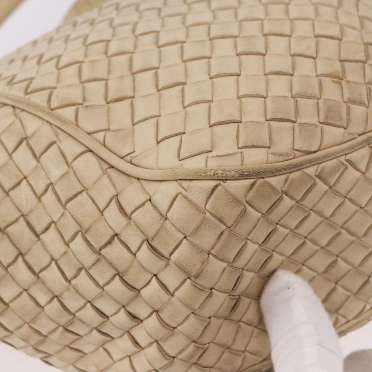 BOTTEGA VENETA INTRECCIATO Shoulder Bag Leather Ivory Gold Auth 190502