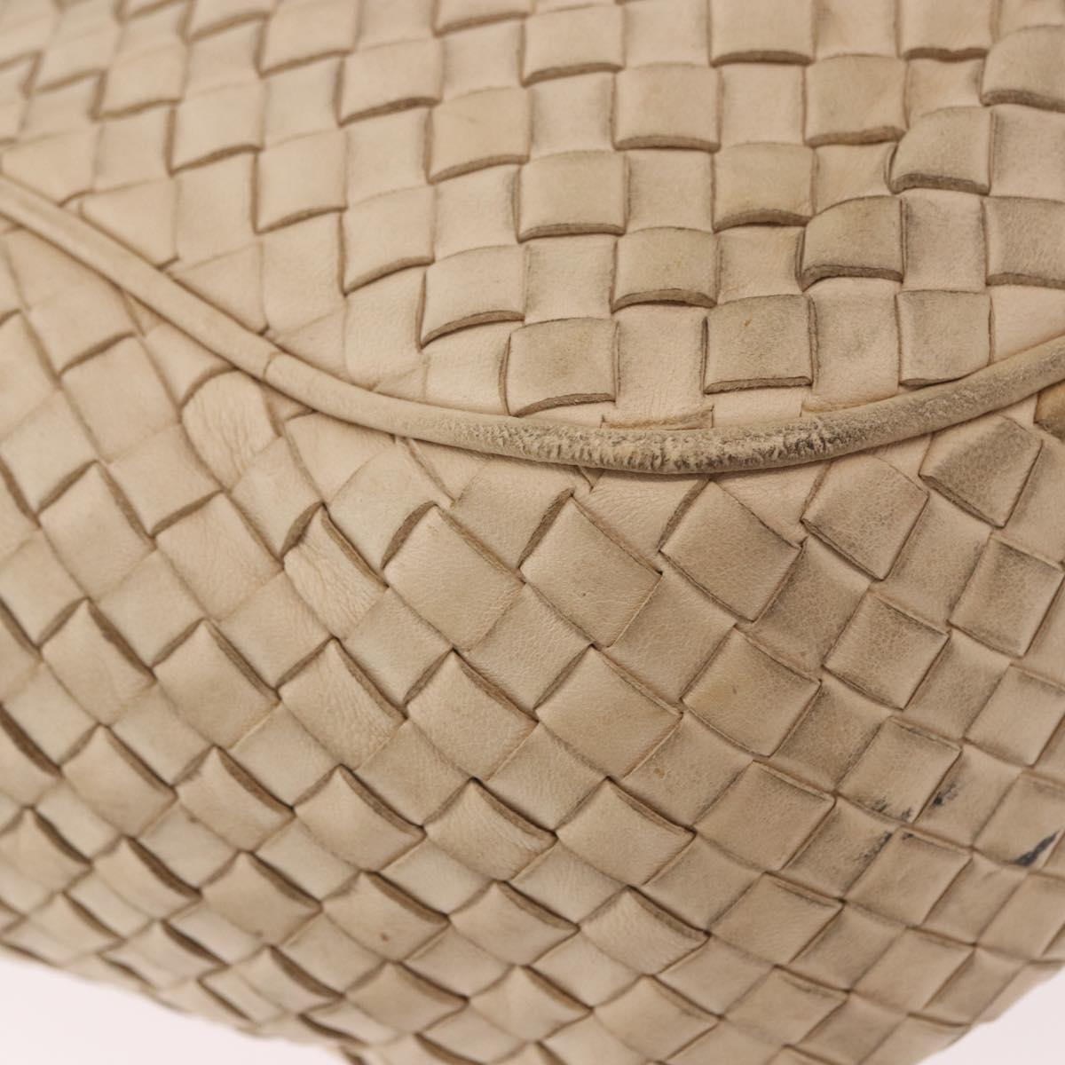 BOTTEGA VENETA INTRECCIATO Shoulder Bag Leather Ivory Gold Auth 190502