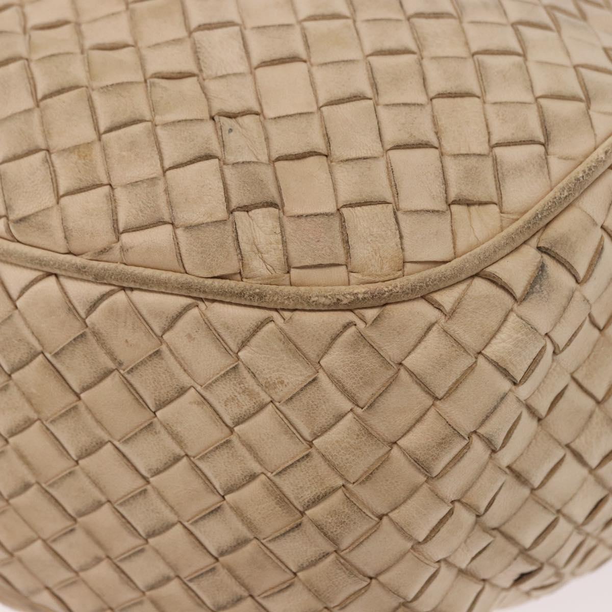 BOTTEGA VENETA INTRECCIATO Shoulder Bag Leather Ivory Gold Auth 190502