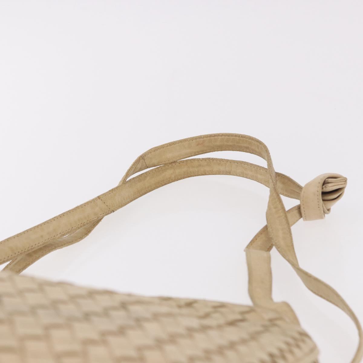 BOTTEGA VENETA INTRECCIATO Shoulder Bag Leather Ivory Gold Auth 190502