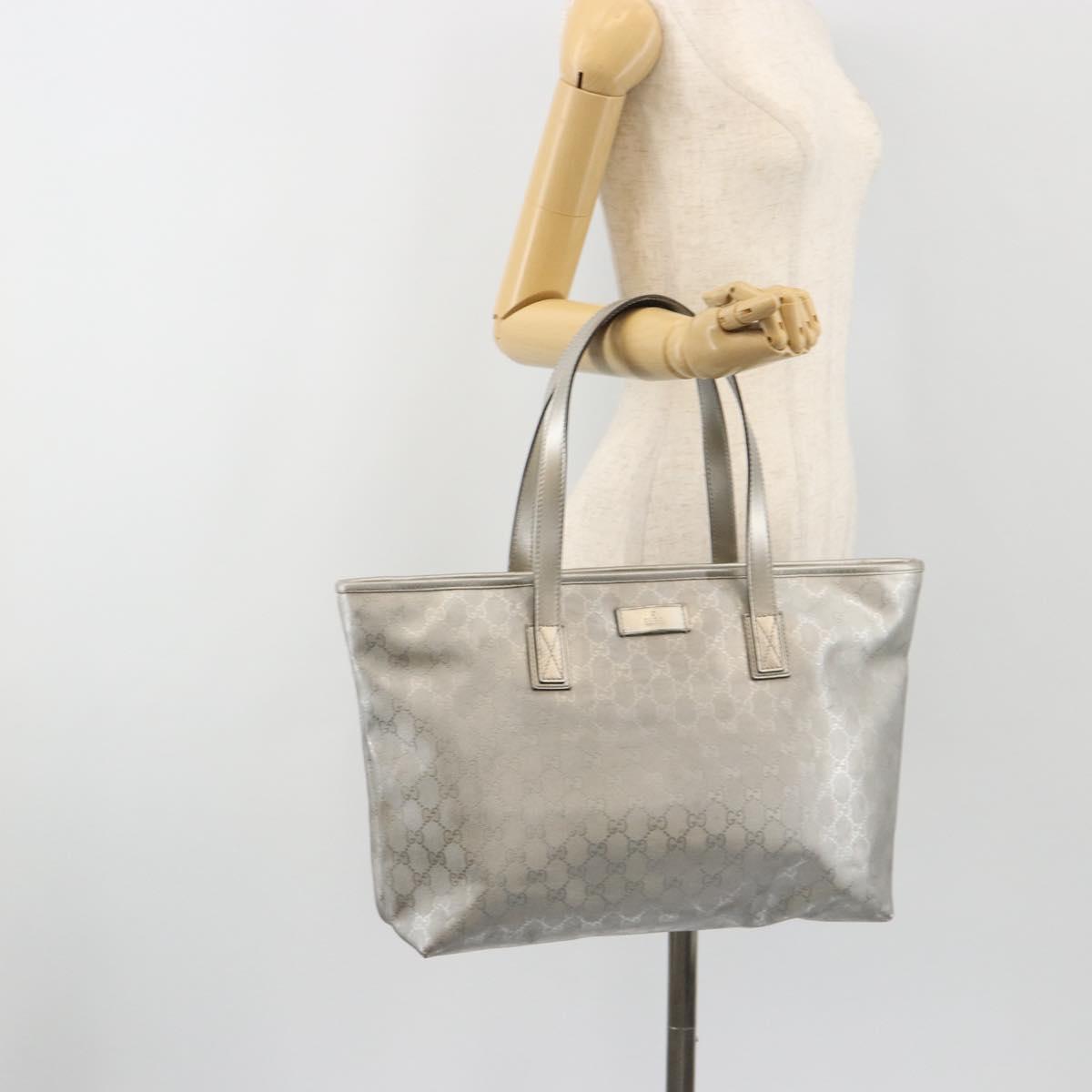 GUCCI GG implementation Tote Bag PVC Silver 211137 Auth 190504A