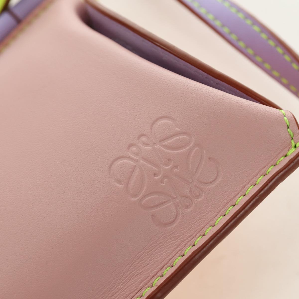 LOEWE Gate Bag Phone Holder Shoulder Bag Leather Pink Silver Auth 190506M