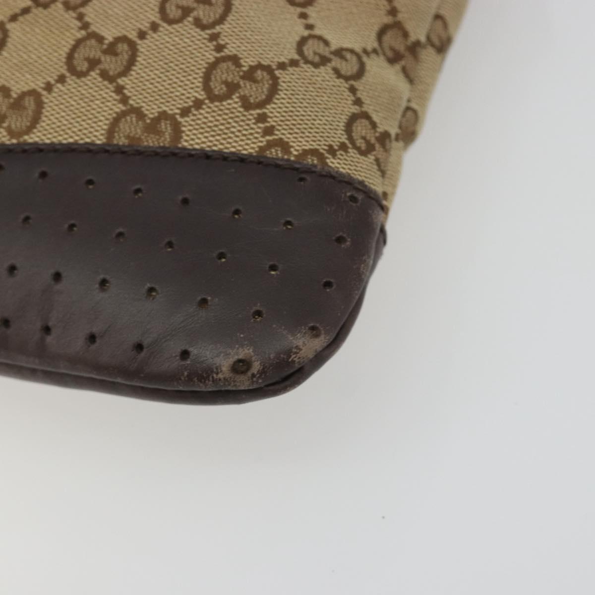 GUCCI GG Canvas Shoulder Bag Beige Silver 145857 Auth 190511A