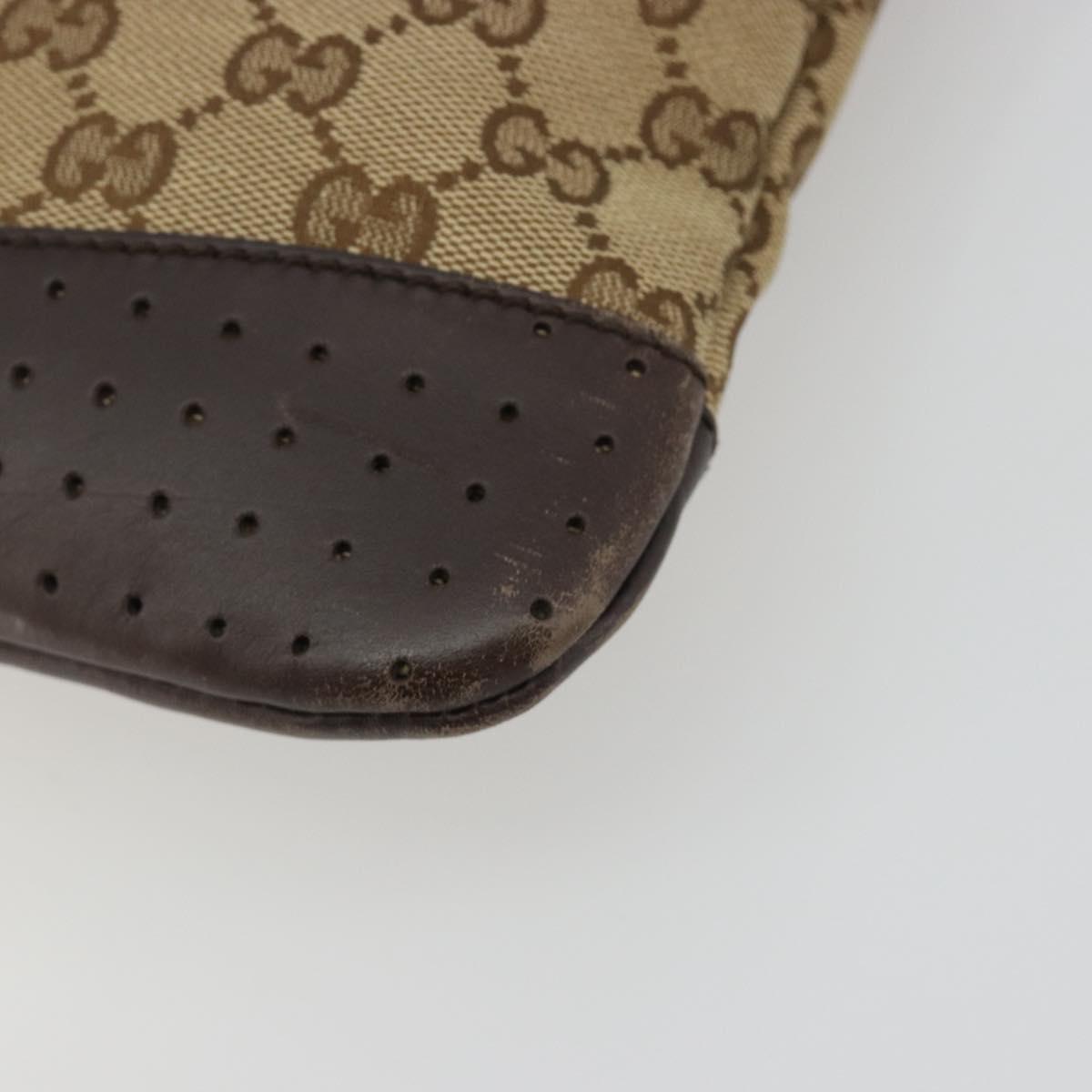 GUCCI GG Canvas Shoulder Bag Beige Silver 145857 Auth 190511A