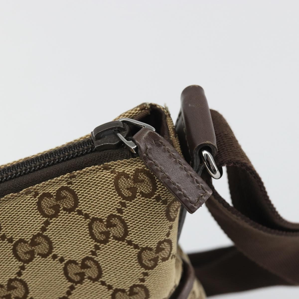 GUCCI GG Canvas Shoulder Bag Beige Silver 145857 Auth 190511A