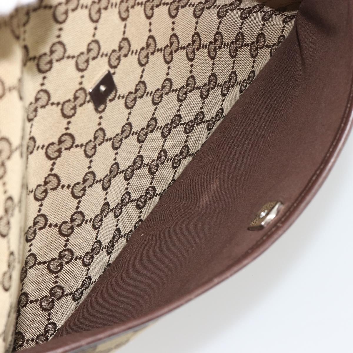 GUCCI GG Canvas Shoulder Bag Beige Silver 145857 Auth 190511A