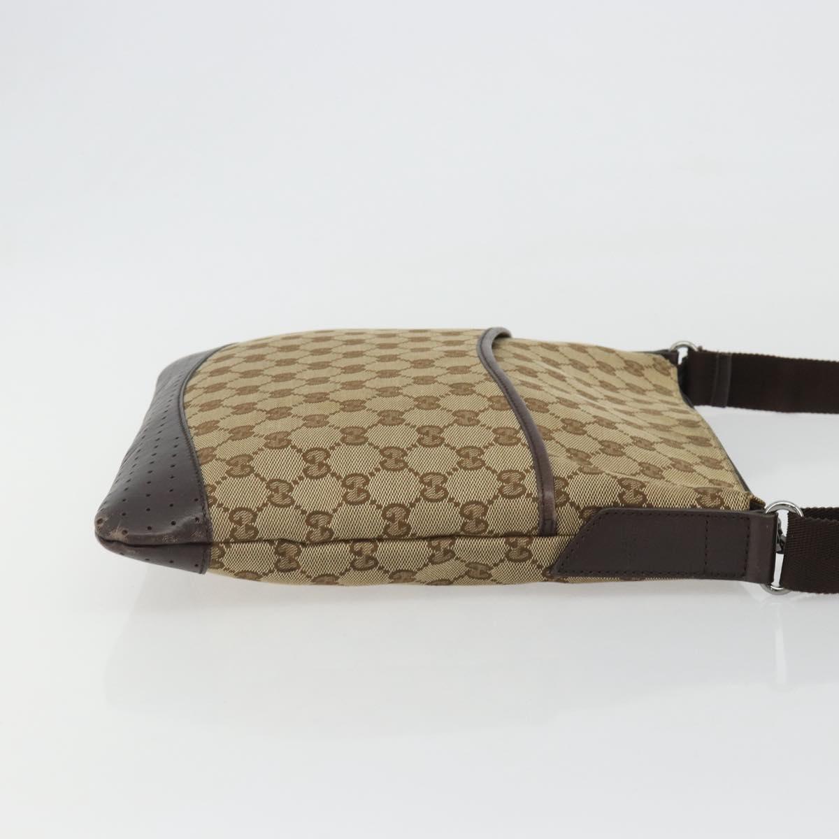 GUCCI GG Canvas Shoulder Bag Beige Silver 145857 Auth 190511A