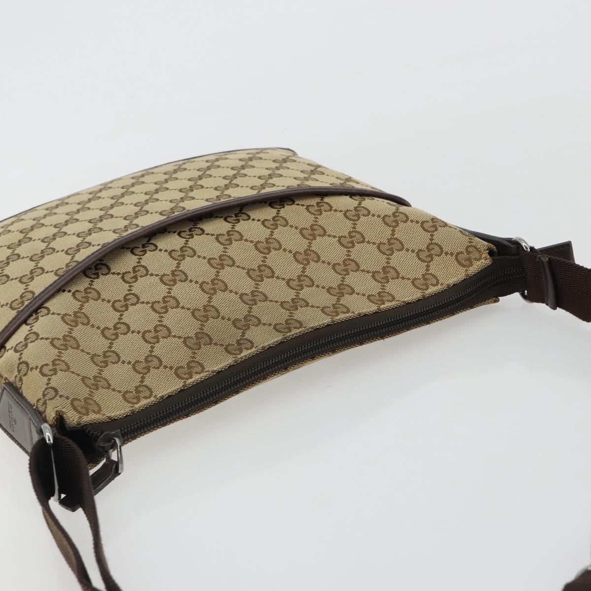 GUCCI GG Canvas Shoulder Bag Beige Silver 145857 Auth 190511A