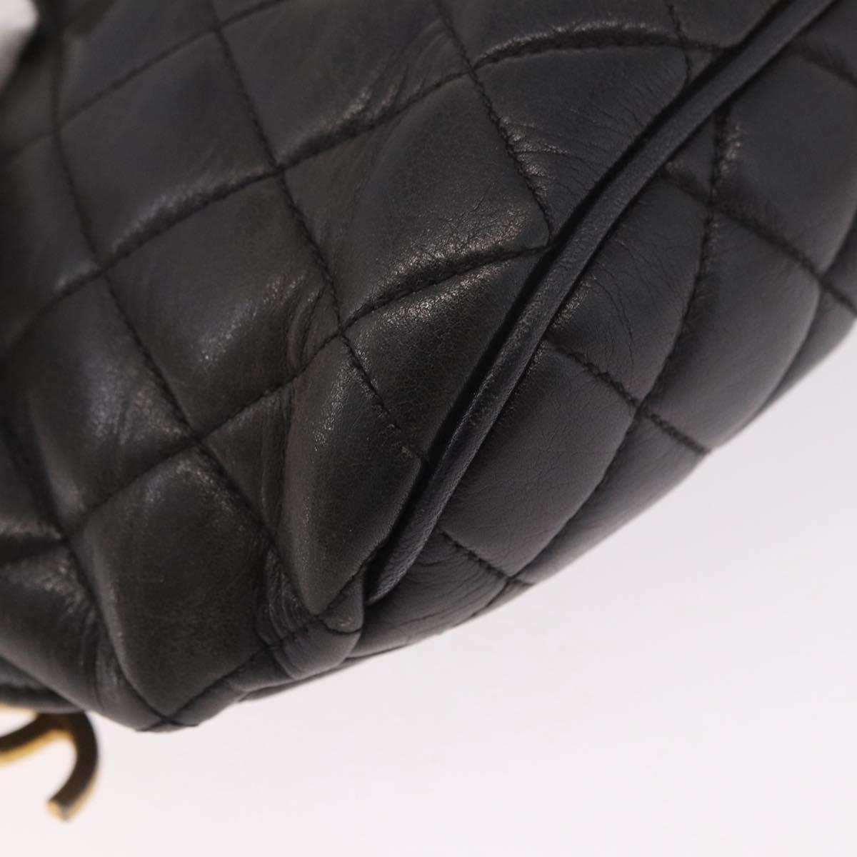 CHANEL Matelasse Body Bag Lamb Skin Black Gold CC Auth 190512
