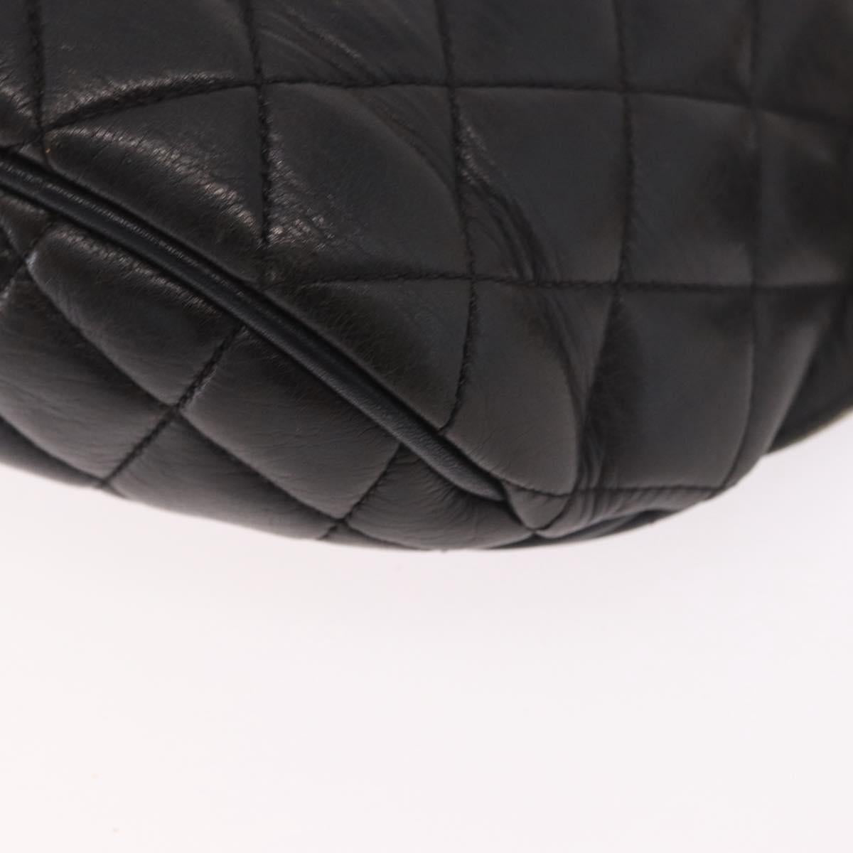 CHANEL Matelasse Body Bag Lamb Skin Black Gold CC Auth 190512