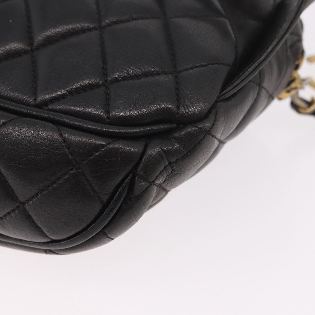 CHANEL Matelasse Body Bag Lamb Skin Black Gold CC Auth 190512