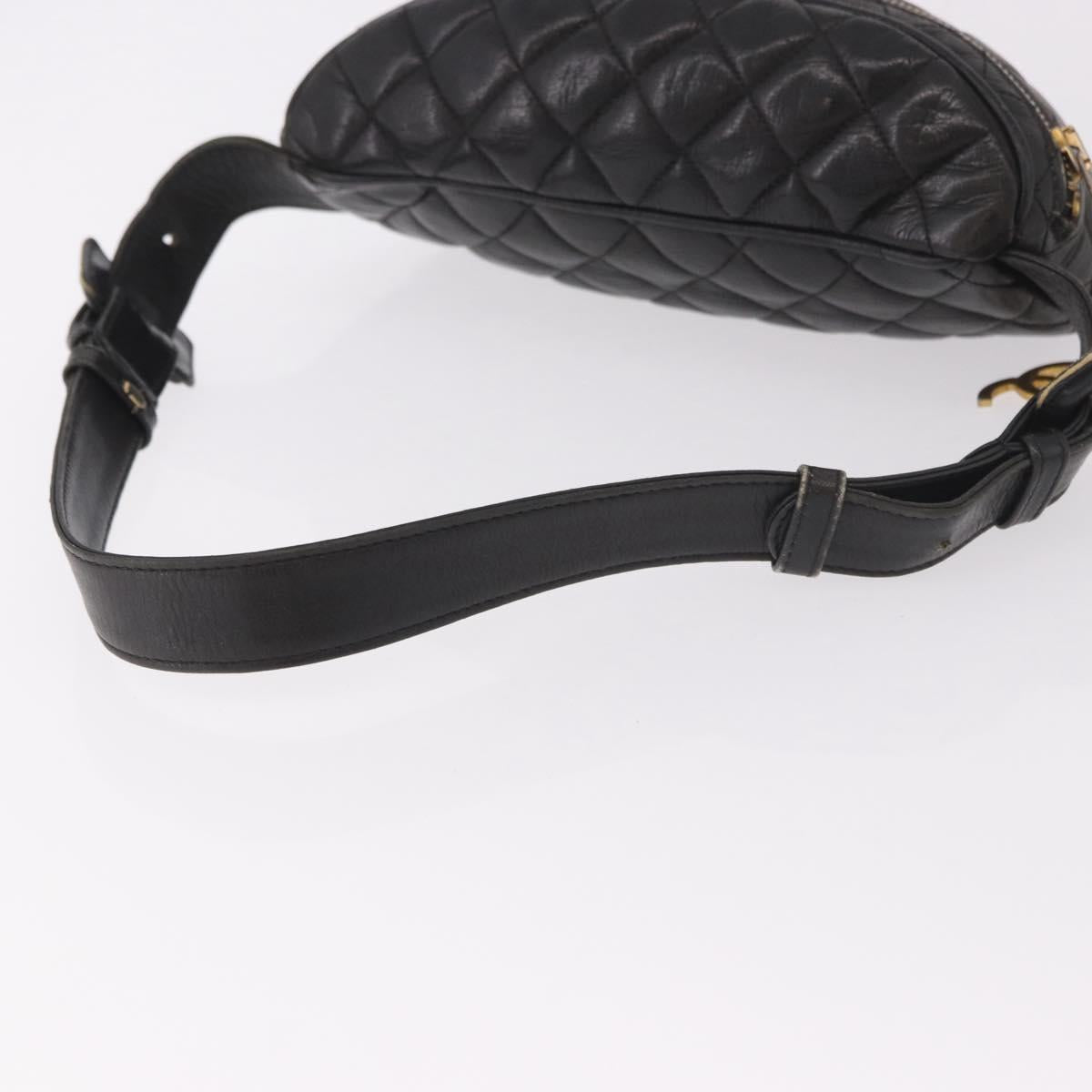 CHANEL Matelasse Body Bag Lamb Skin Black Gold CC Auth 190512