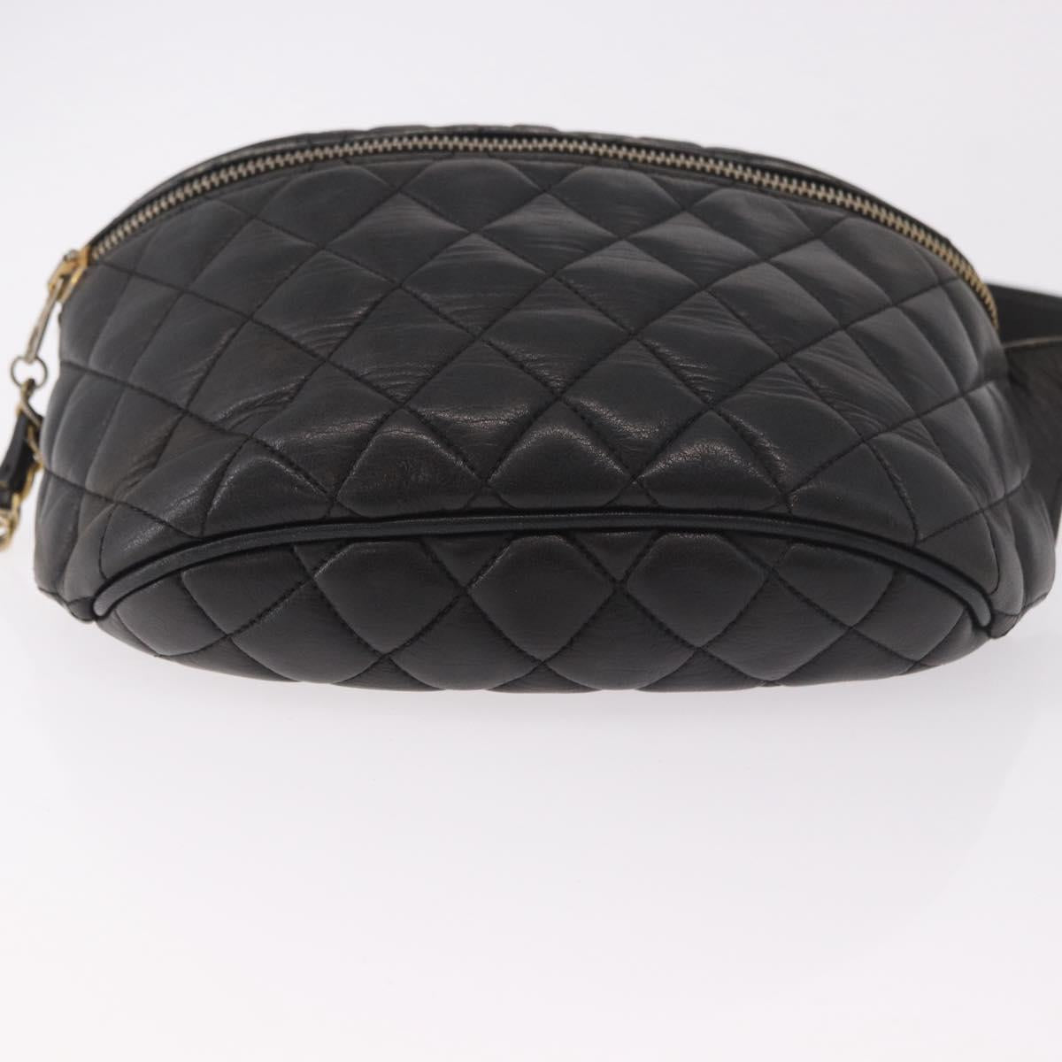 CHANEL Matelasse Body Bag Lamb Skin Black Gold CC Auth 190512