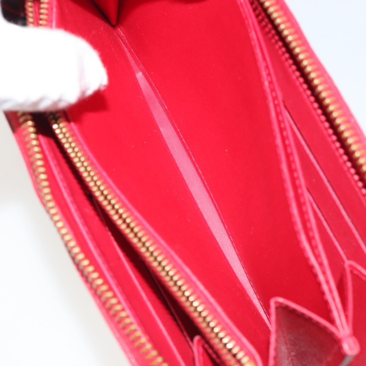 LOUIS VUITTON Monogram Vernis Zippy Wallet Long Rouge M91572 LV Auth 190517