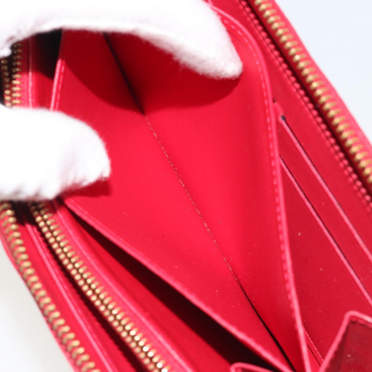 LOUIS VUITTON Monogram Vernis Zippy Wallet Long Rouge M91572 LV Auth 190517