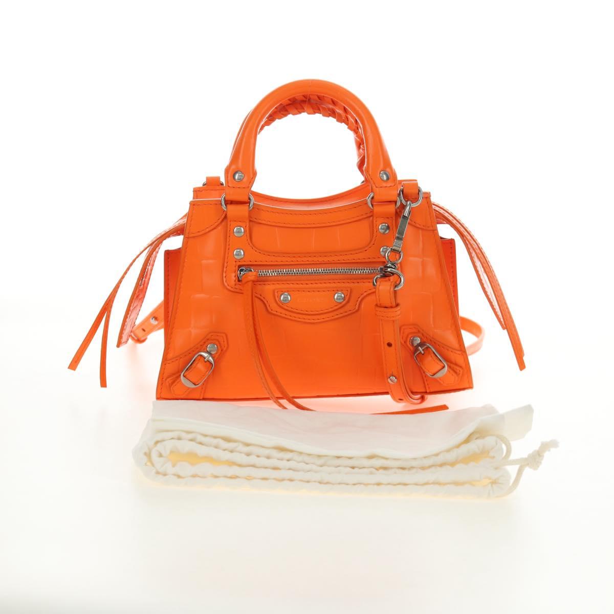 BALENCIAGA Classic City Mini Hand Bag Leather 2way Orange 638524 Auth 190519SM