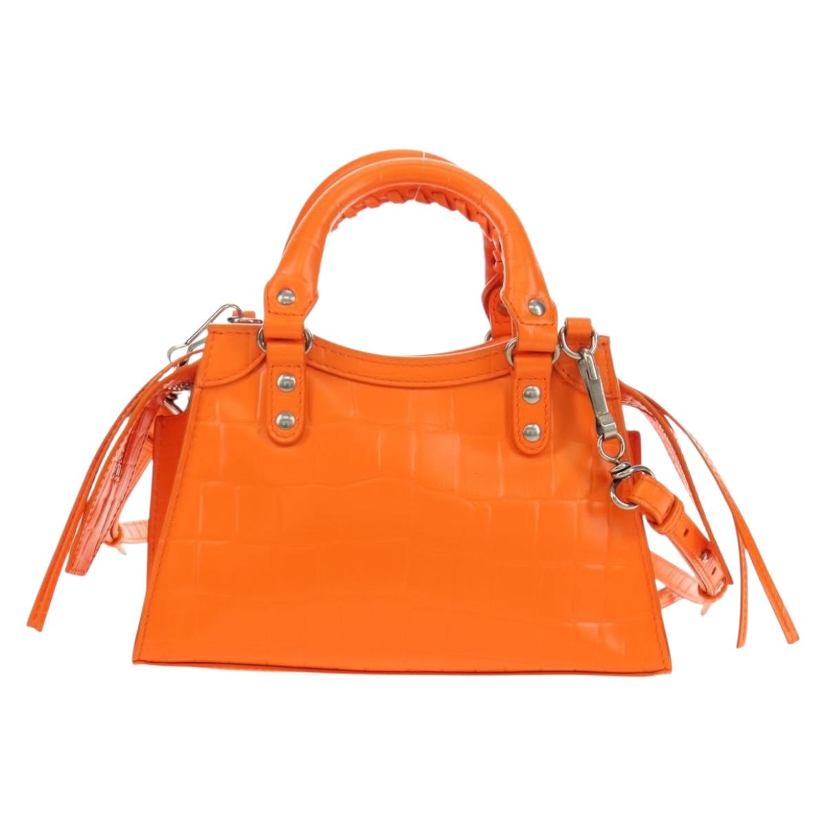 BALENCIAGA Classic City Mini Hand Bag Leather 2way Orange 638524 Auth 190519SM
