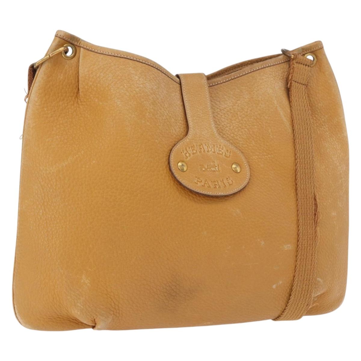 HERMES Rodeo Shoulder Bag Taurillon Leather Beige Gold Auth 190526
