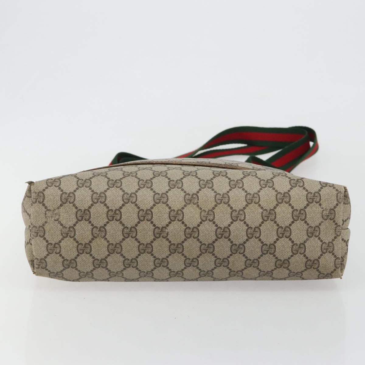 GUCCI GG Supreme Web Sherry Line Tote Bag PVC Beige Gold 39 002 4487 Auth 190532