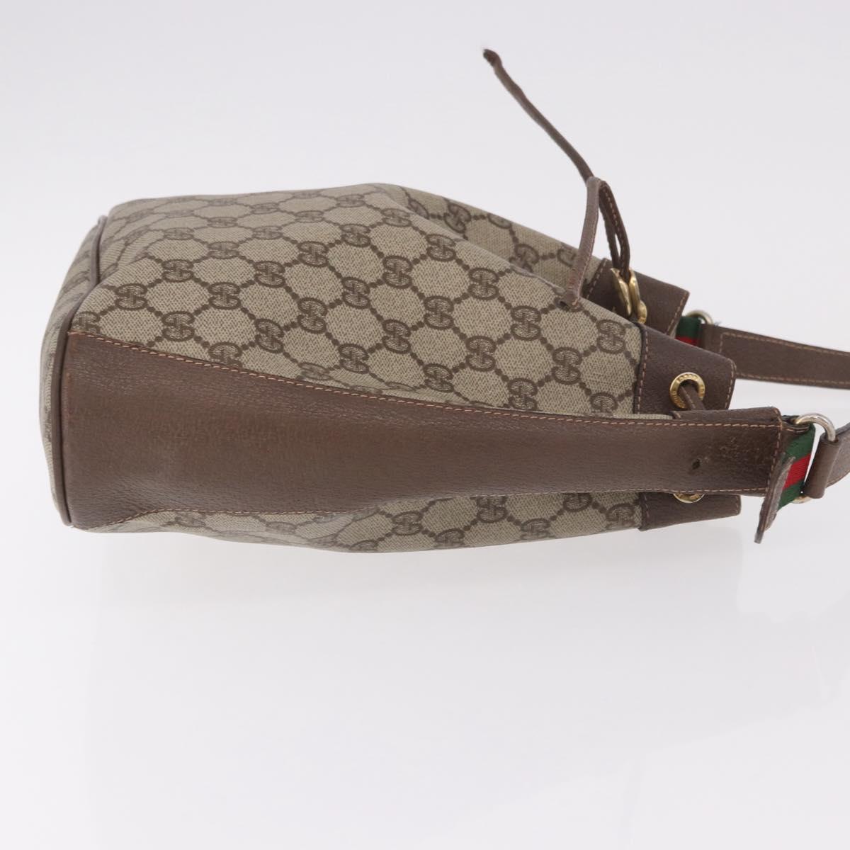 GUCCI GG Supreme Web Sherry Line Bag PVC Beige Gold 116 02 034 Auth 190533
