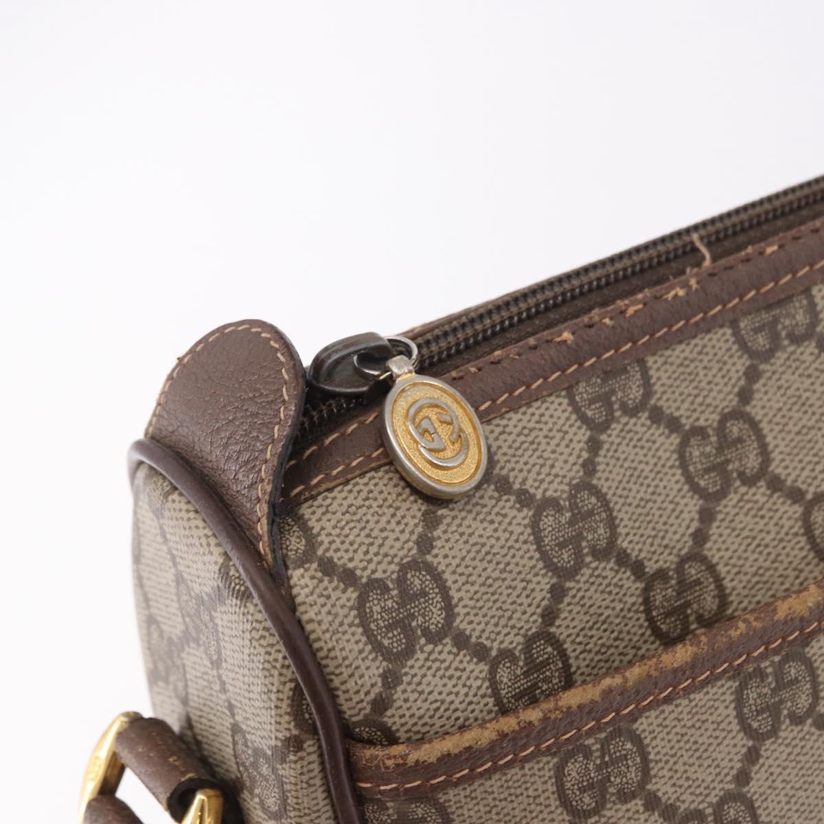 GUCCI GG Supreme Web Sherry Line Bag PVC Beige Gold 89 02 077 Auth 190534