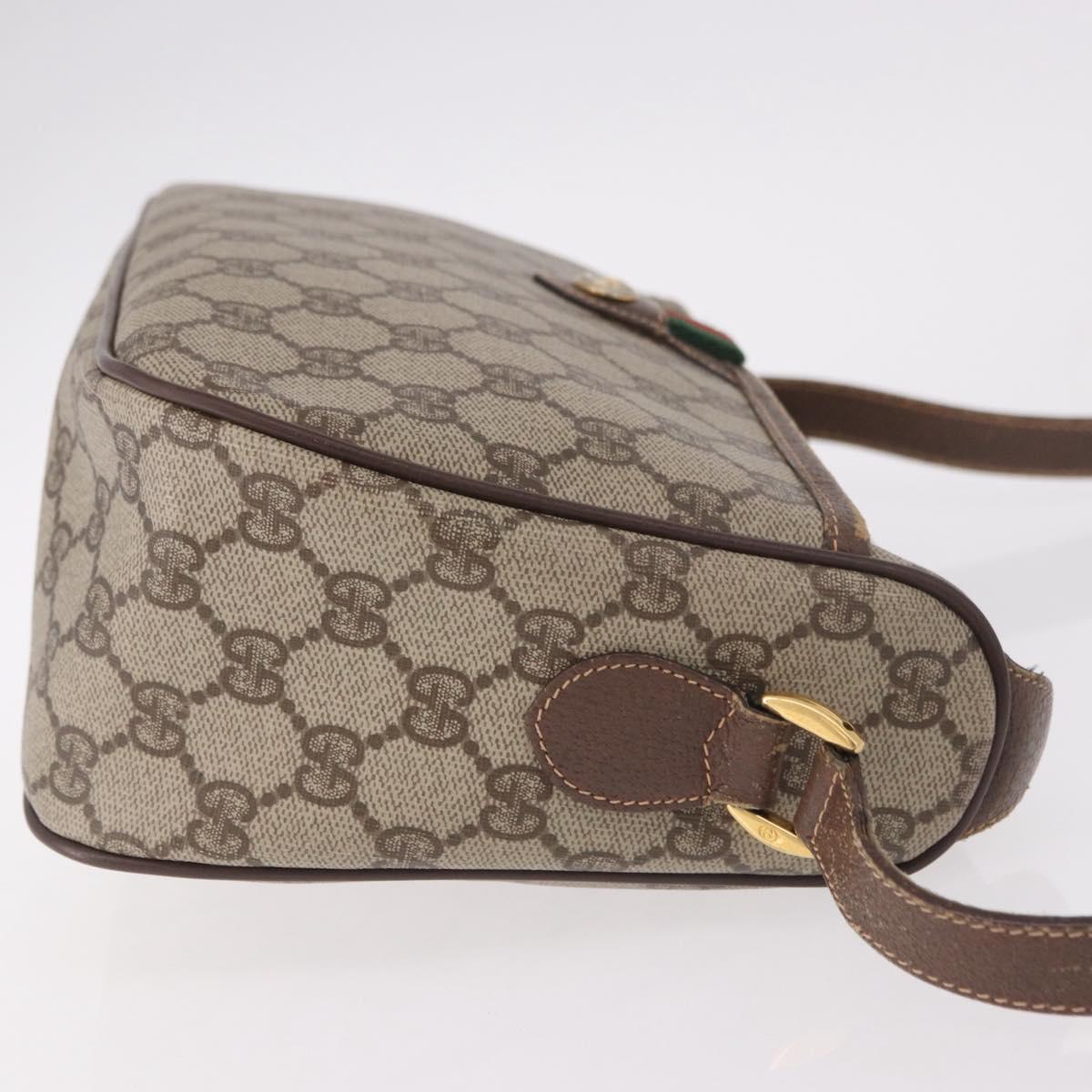 GUCCI GG Supreme Web Sherry Line Bag PVC Beige Gold 89 02 077 Auth 190534