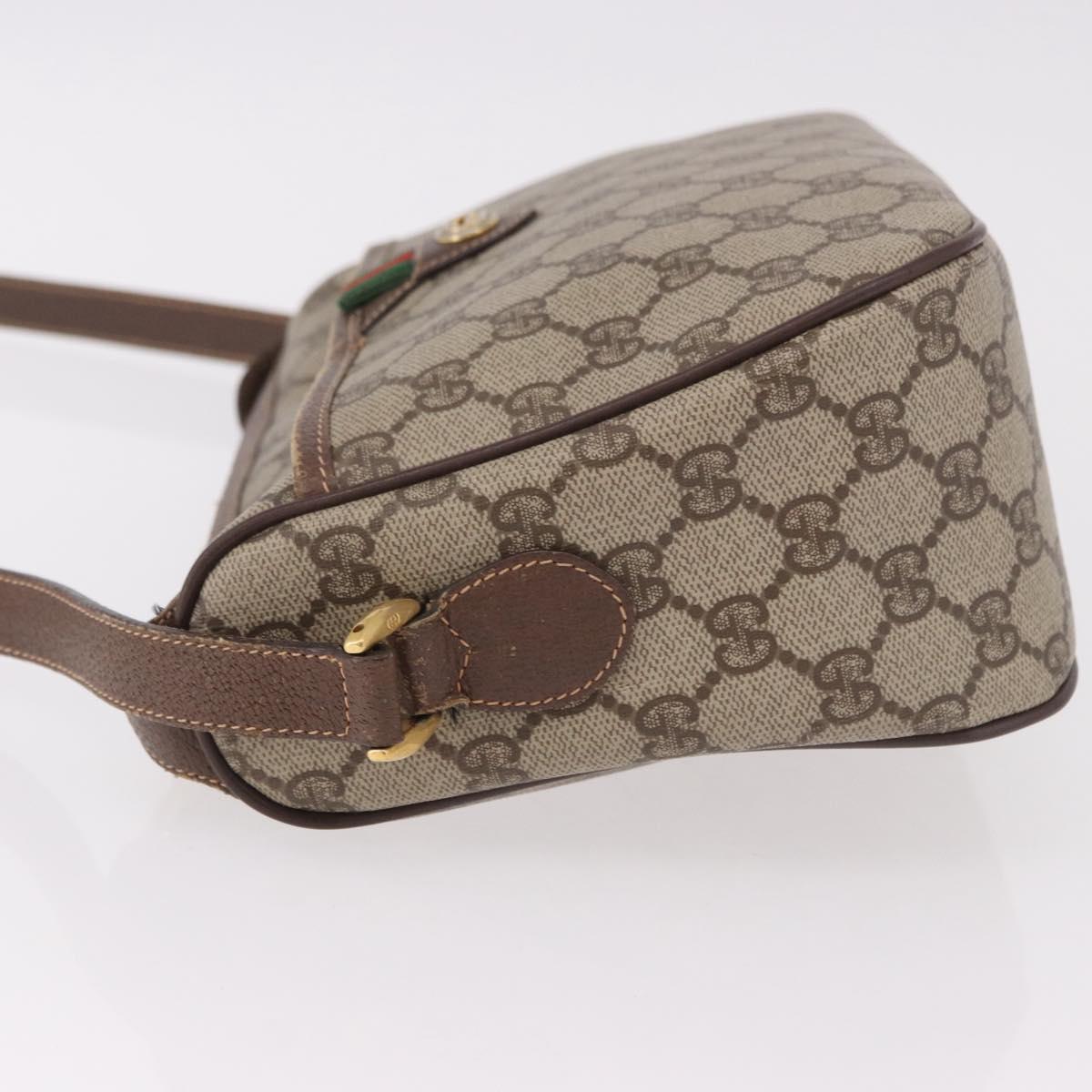 GUCCI GG Supreme Web Sherry Line Bag PVC Beige Gold 89 02 077 Auth 190534