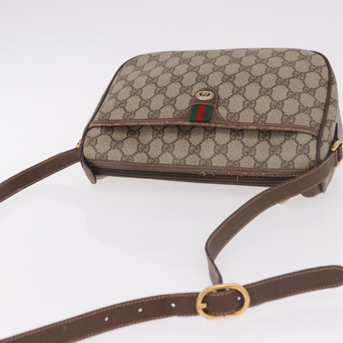 GUCCI GG Supreme Web Sherry Line Bag PVC Beige Gold 89 02 077 Auth 190534