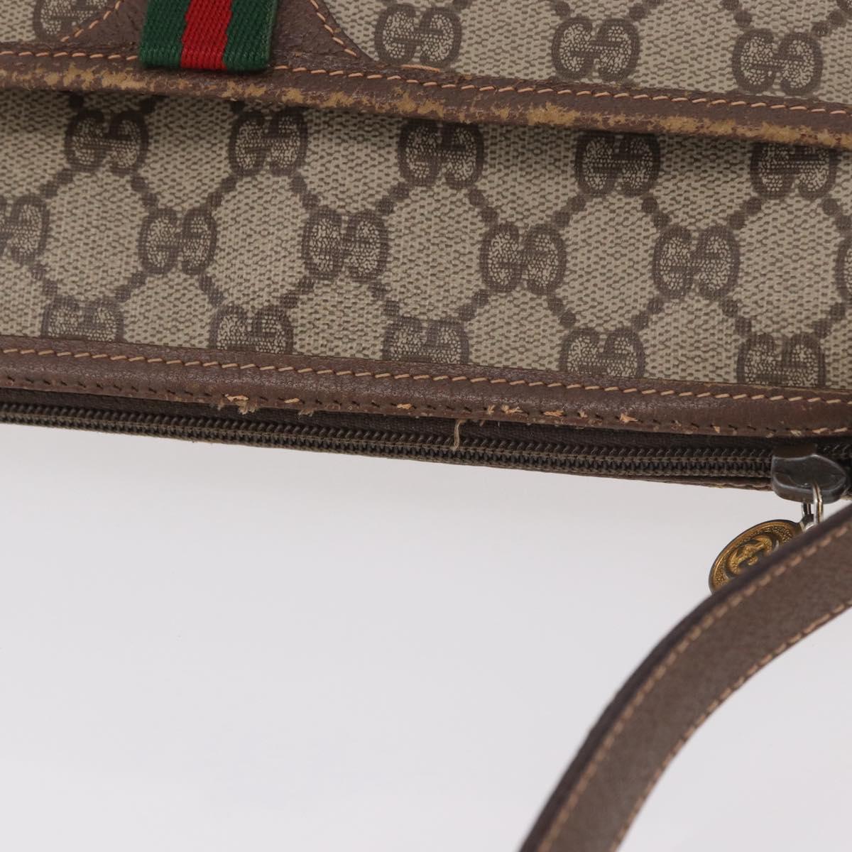 GUCCI GG Supreme Web Sherry Line Bag PVC Beige Gold 89 02 077 Auth 190534