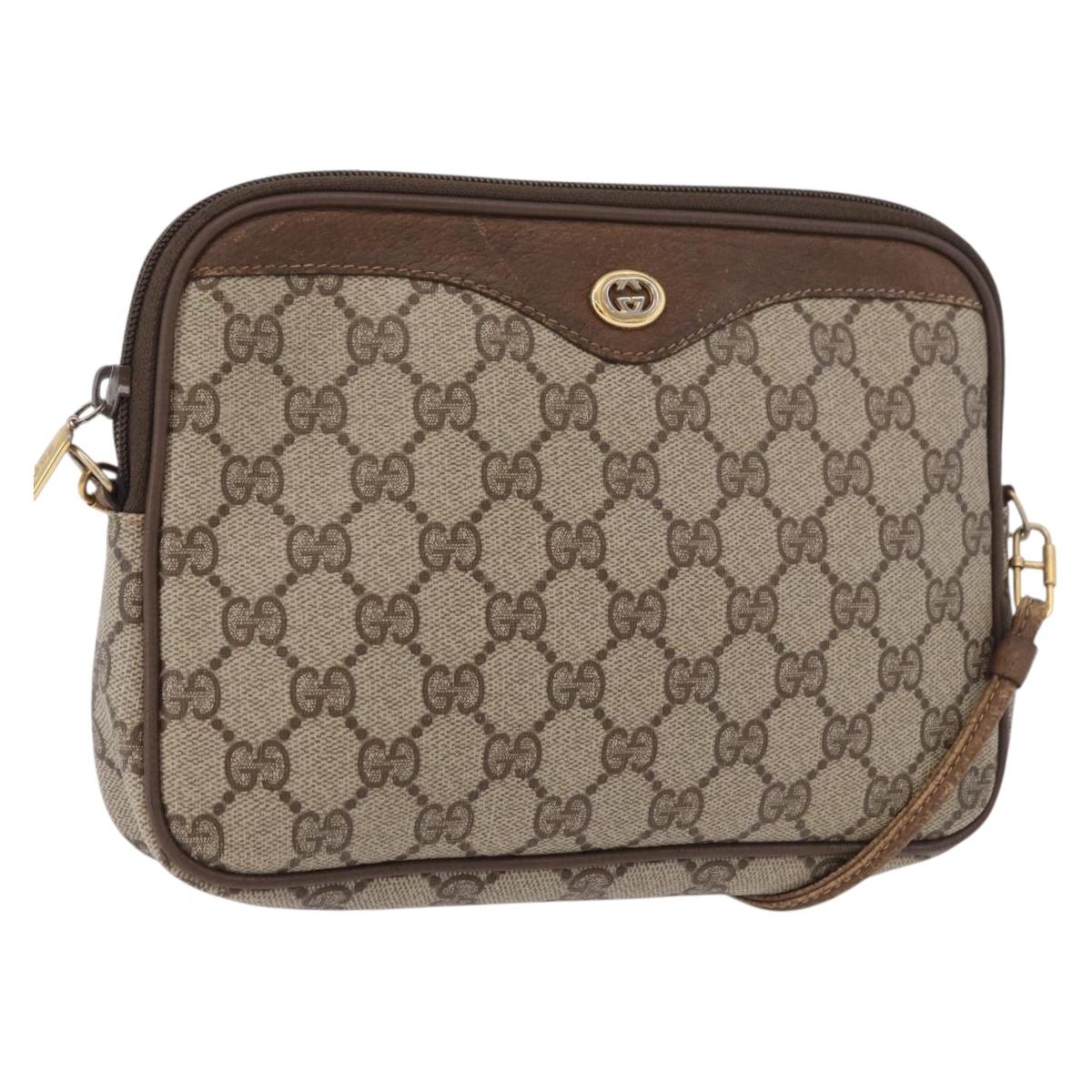 GUCCI GG Supreme Shoulder Bag PVC Beige Gold 56 02 068 Auth 190535
