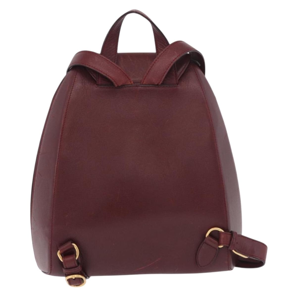 CARTIER Must Line Backpack Bordeaux Gold Auth 190550