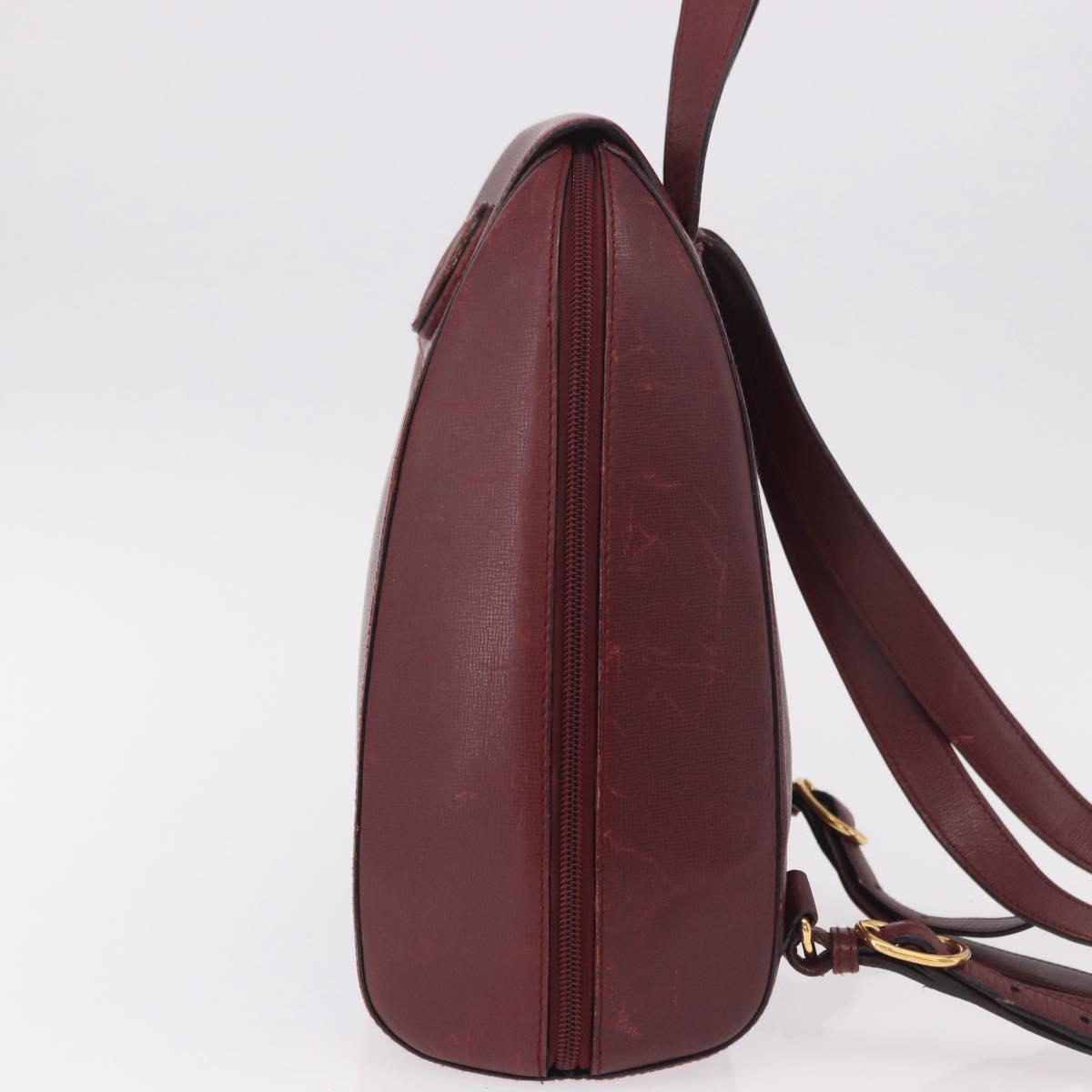 CARTIER Must Line Backpack Bordeaux Gold Auth 190550