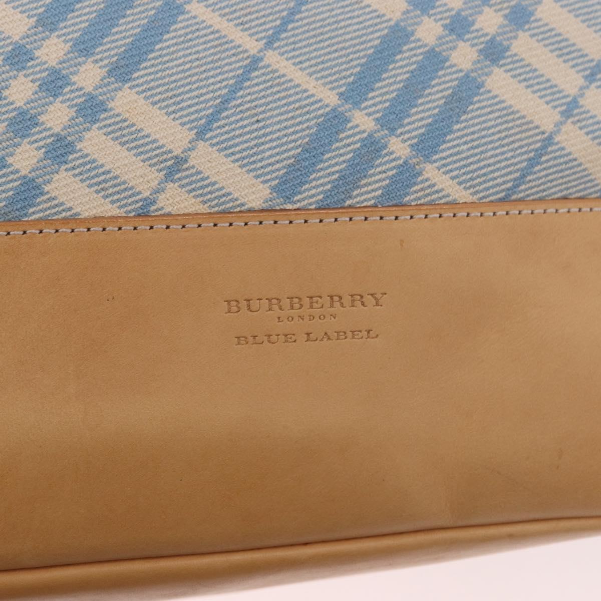 BURBERRY Nova Check Tote Bag Canvas Light Blue Beige Auth 190551
