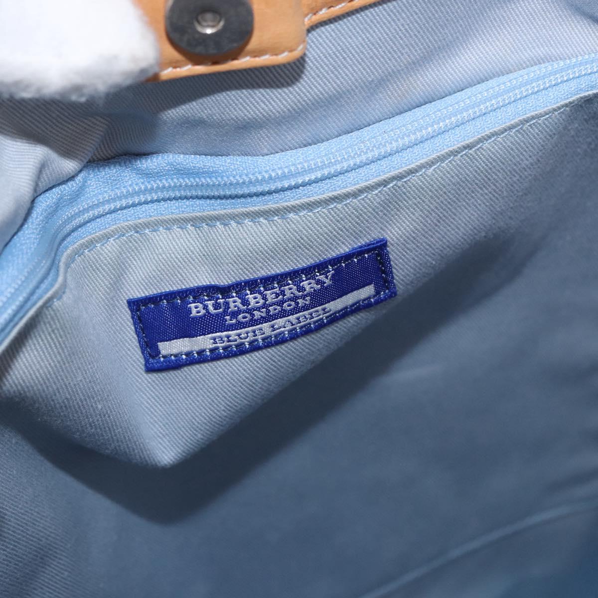 BURBERRY Nova Check Tote Bag Canvas Light Blue Beige Auth 190551
