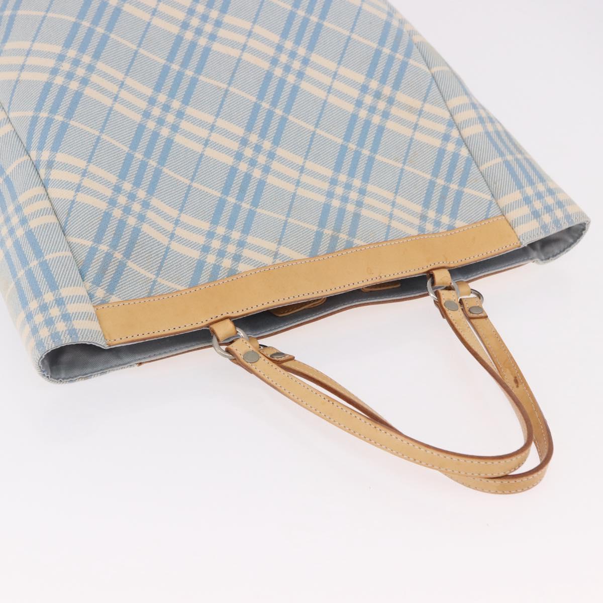 BURBERRY Nova Check Tote Bag Canvas Light Blue Beige Auth 190551