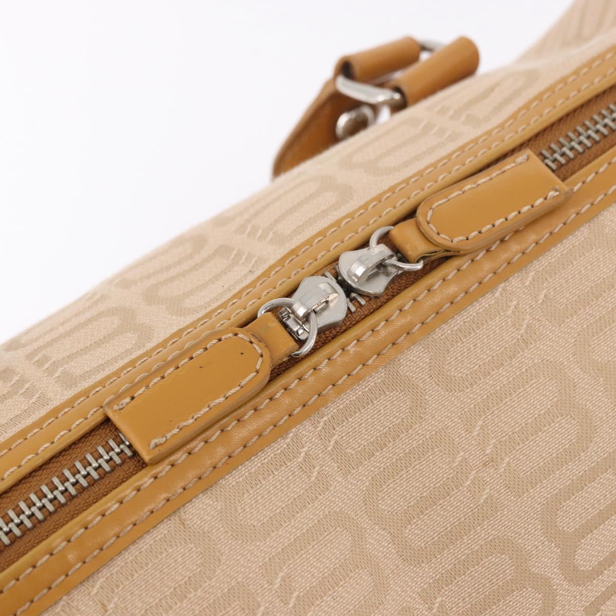 BALENCIAGA Boston Bag Canvas Beige Silver Auth 190552