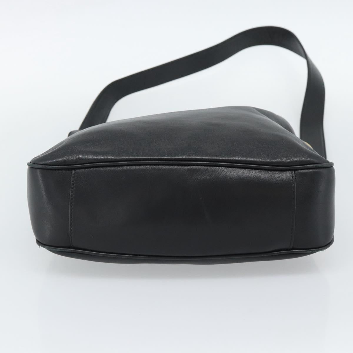 GUCCI Bamboo Hand Bag Leather 2way Black Gold 001 1705 Auth 190553
