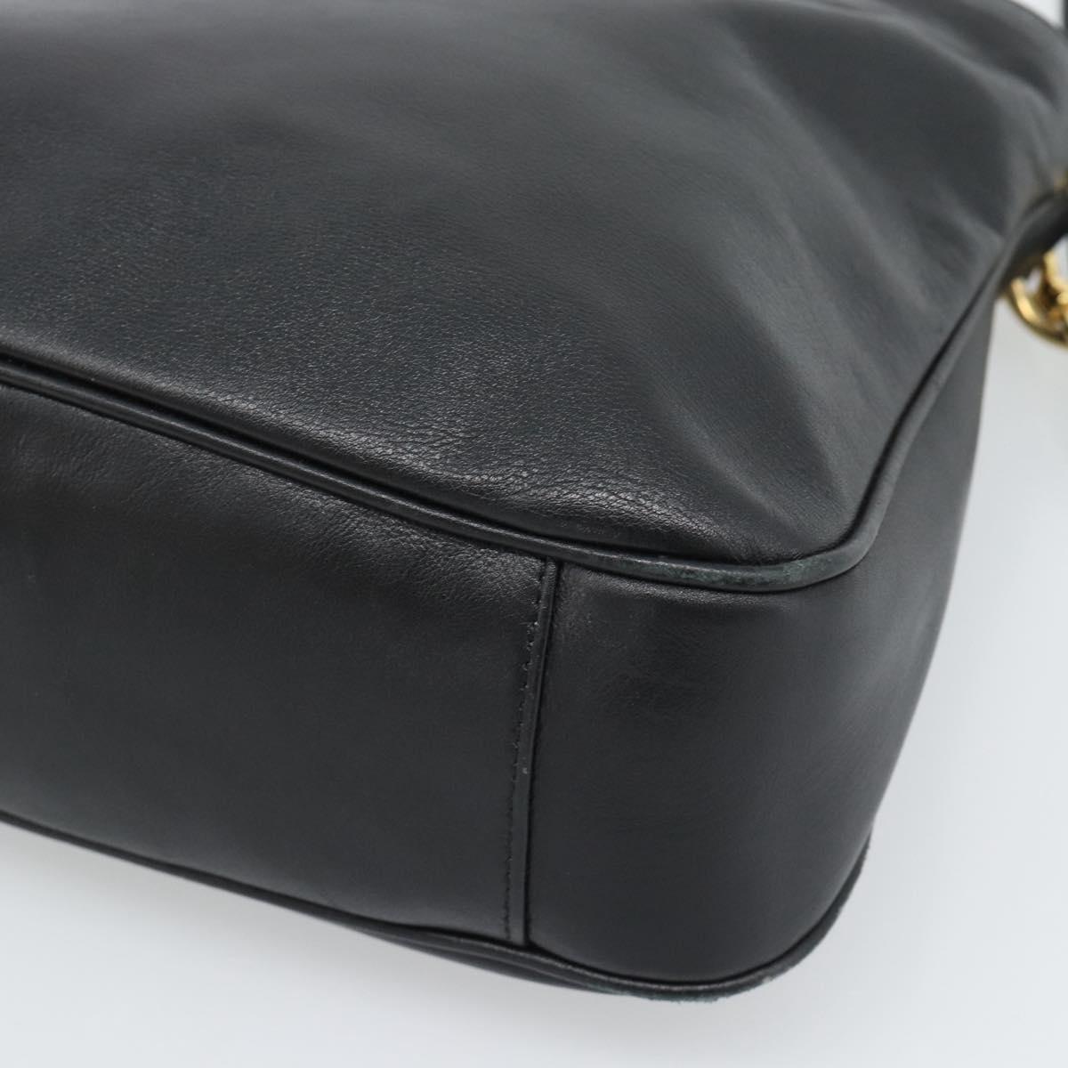 GUCCI Bamboo Hand Bag Leather 2way Black Gold 001 1705 Auth 190553