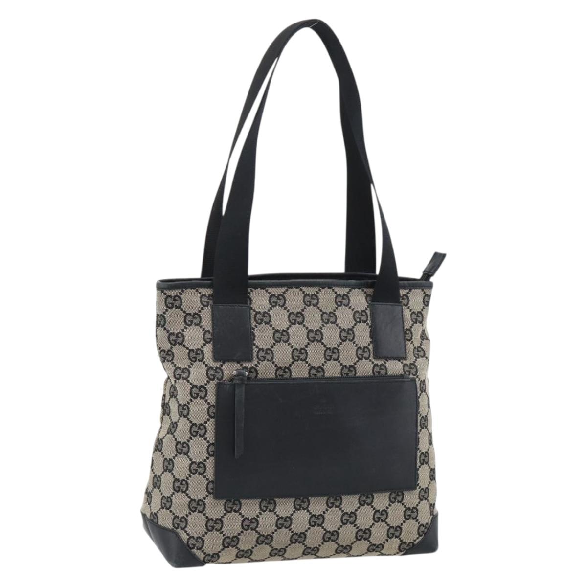 GUCCI GG Canvas Tote Bag Black 019 0402 Auth 190554