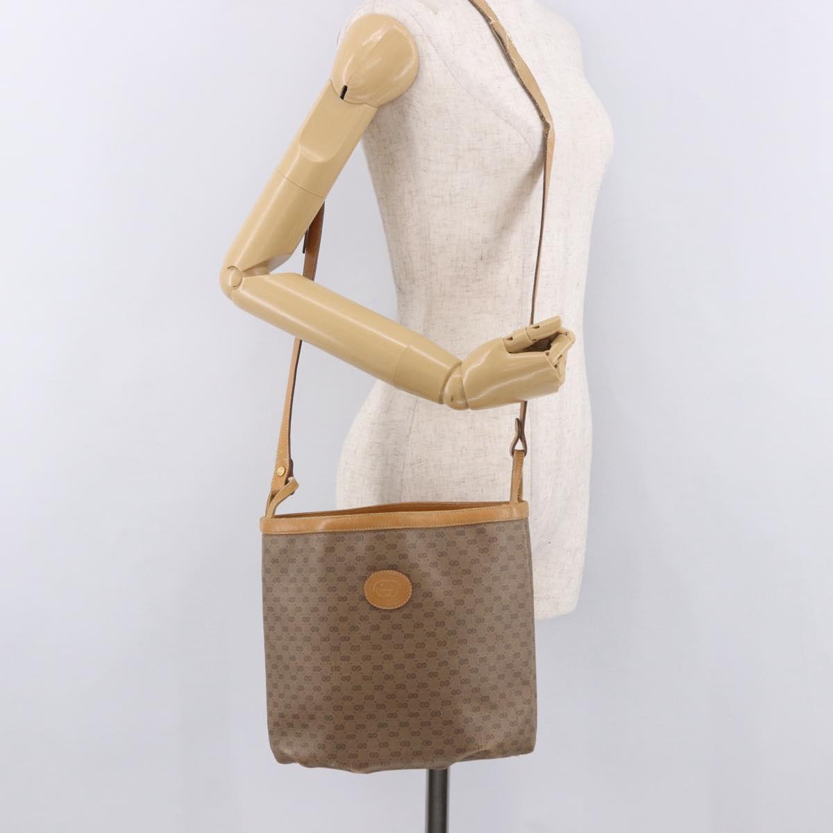 GUCCI Micro GG Shoulder Bag PVC Beige Auth 190555