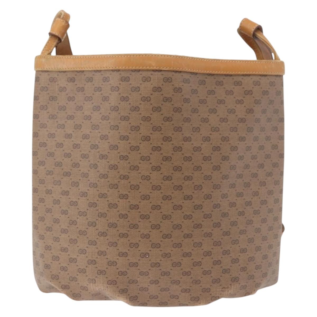 GUCCI Micro GG Shoulder Bag PVC Beige Auth 190555
